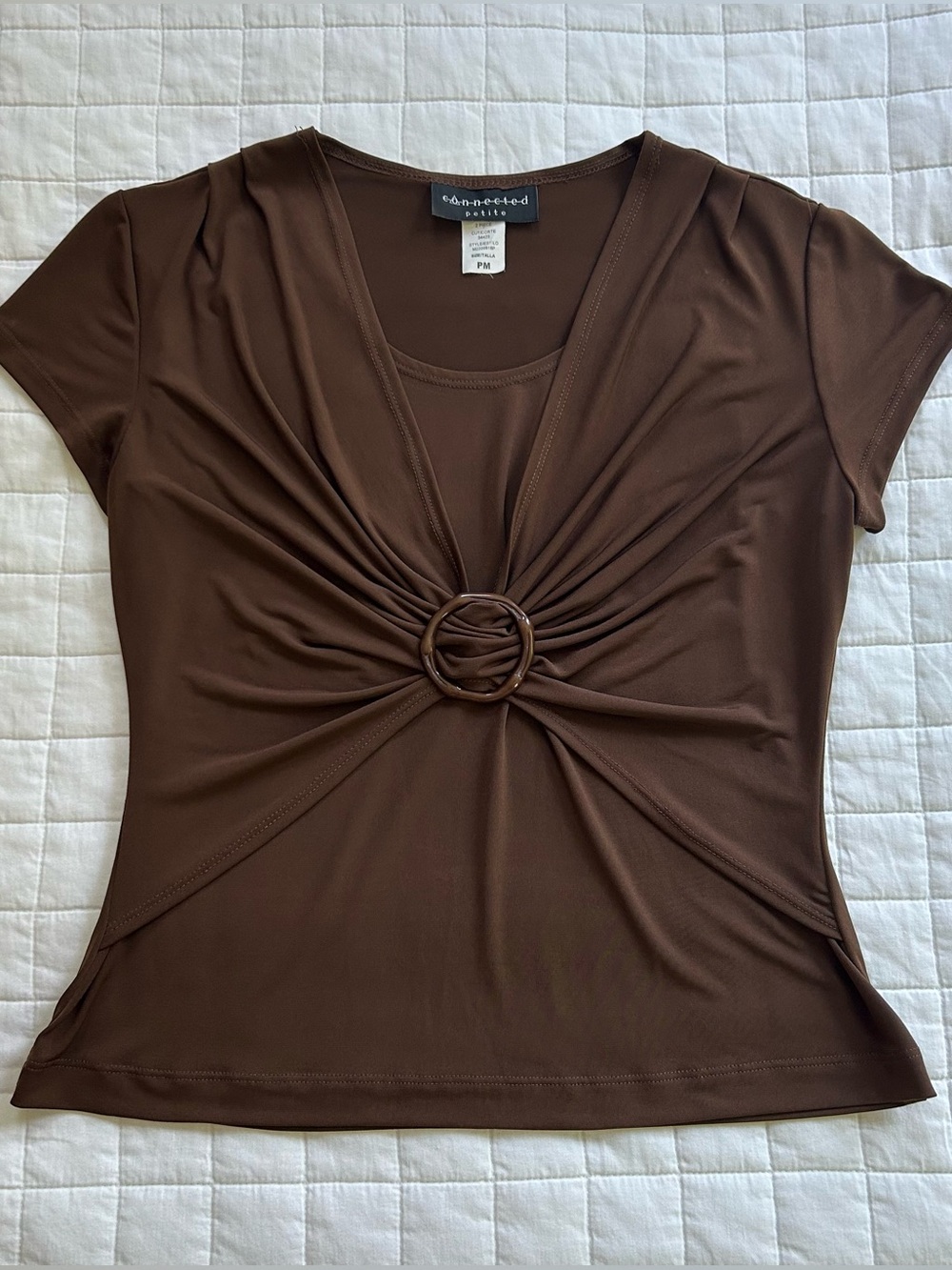 vintage y2k brown going out top with ring accent